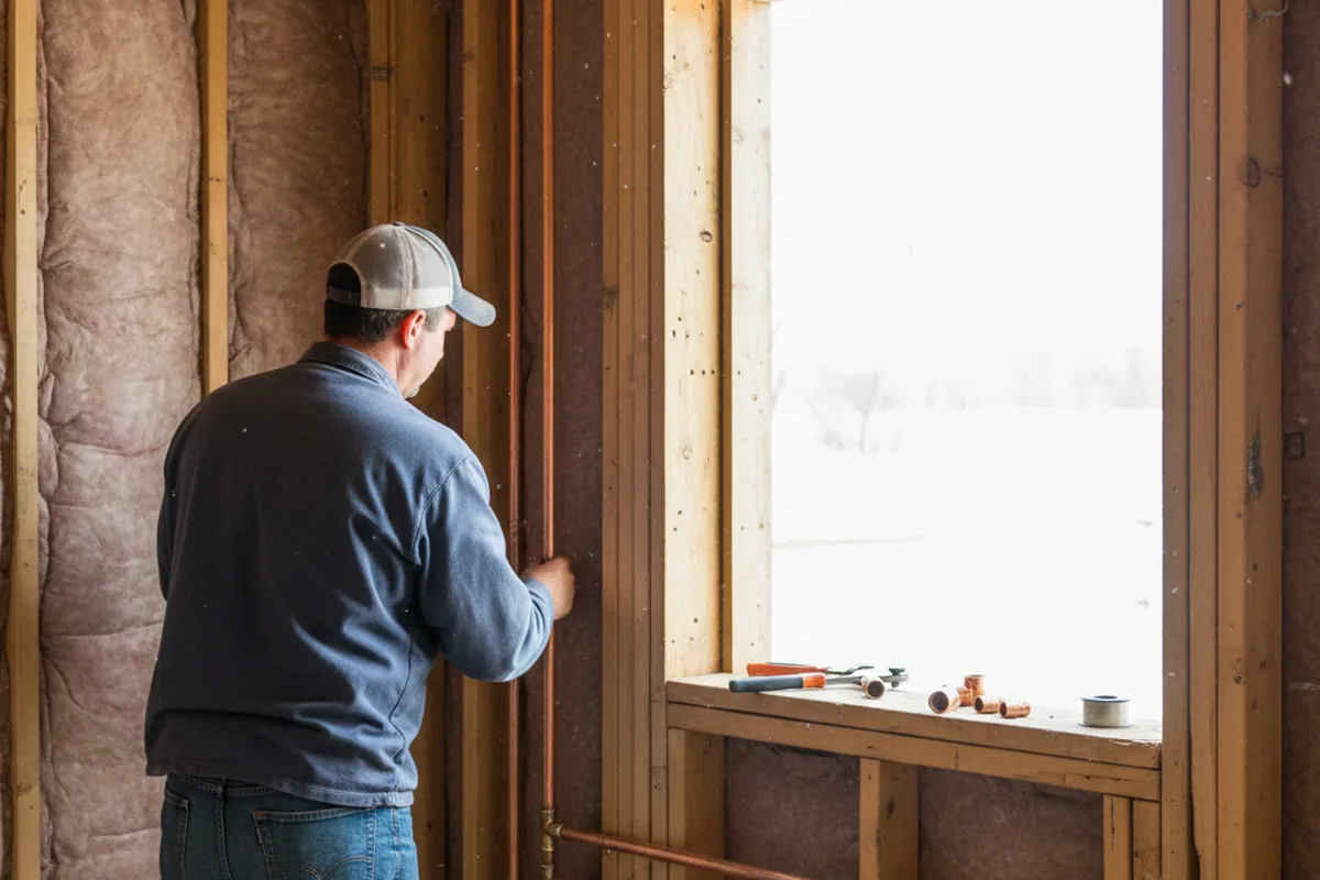 Licensed plumber running new copper supply lines in a Rutland home